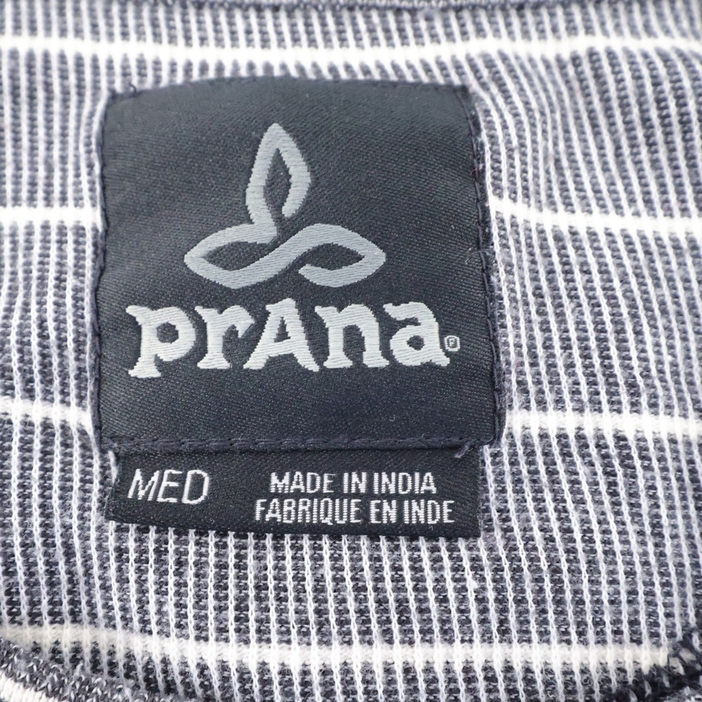 Prana Keller Striped Organic Cotton Blend Shirt Charcoal Long Sleeve Women M - Picture 4 of 9